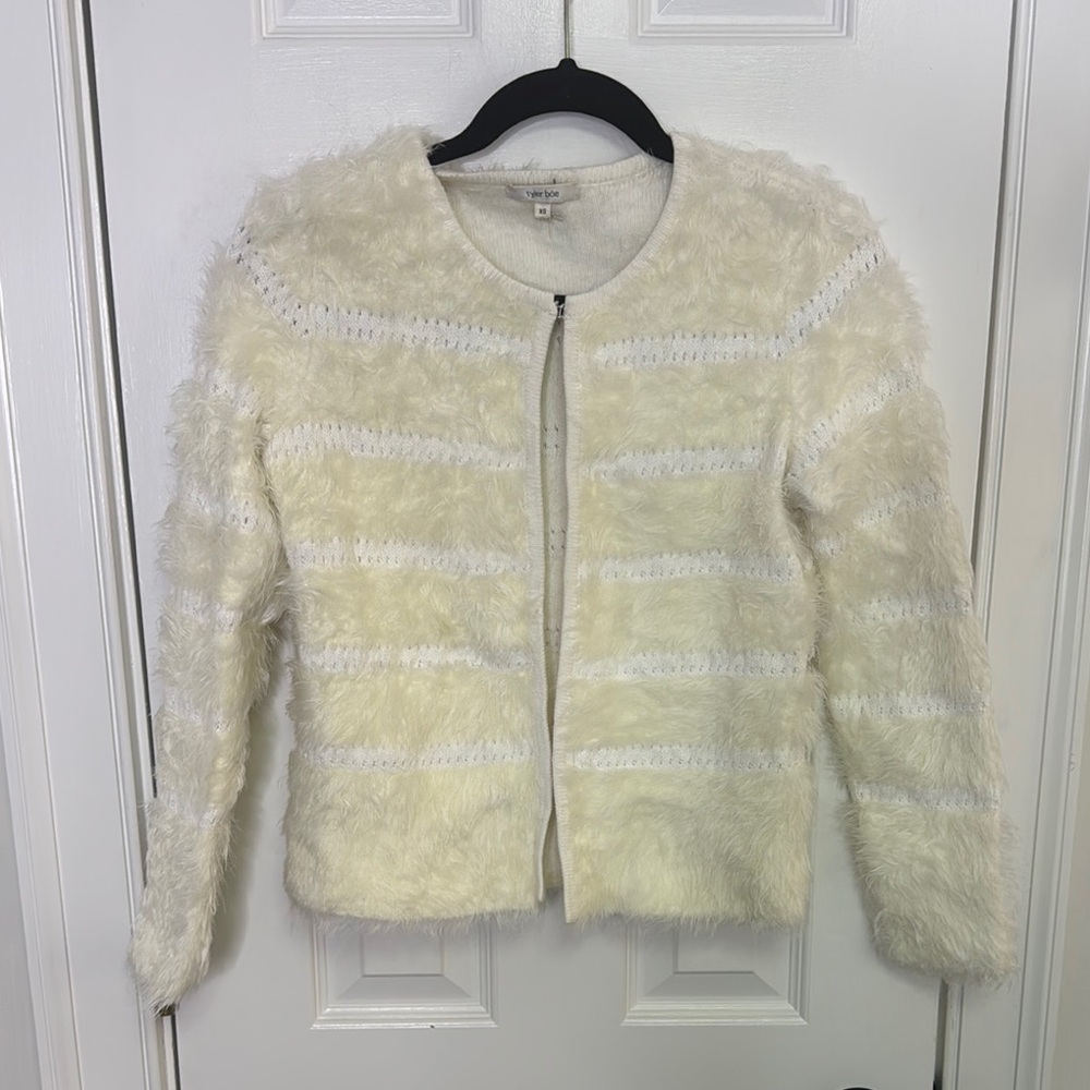 Tyler Boe Cream Fuzzy Cardigan